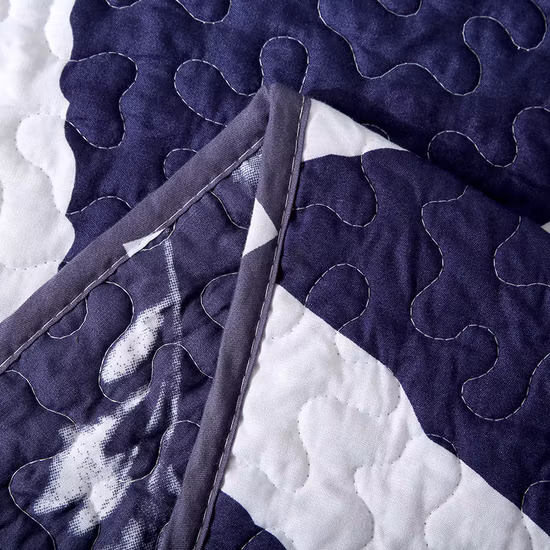 Edredón de verano con estampado geométrico, relleno de fibra de poliéster, bordado, acolchado